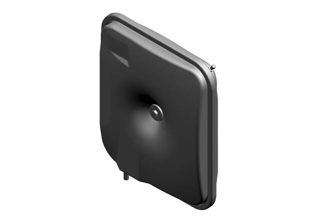 BOSCH Ausdehnungsgefäß in kompakter Form mit schwarzem, glatten Gehäuse und zentralem Anschluss für hydraulische Systeme.
